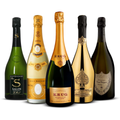 PACK OF 5 CHAMPAGNES – Salon Brut Blanc de Blancs Le Mesnil, Louis Roederer Cristal, Krug Grande Cuvée, Armand de Brignac Brut Gold, Dom Pérignon Vintage