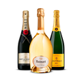 PACK OF 3 CHAMPAGNES – Moët & Chandon Impérial Brut, Ruinart Blanc de Blancs, Veuve Clicquot Yellow Label Brut
